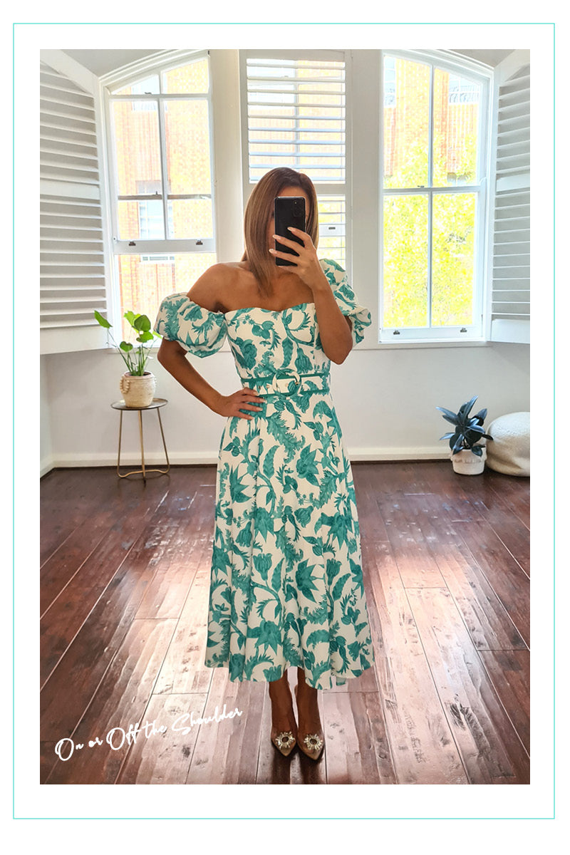 Azaria Puff Sleeve Midi Dress