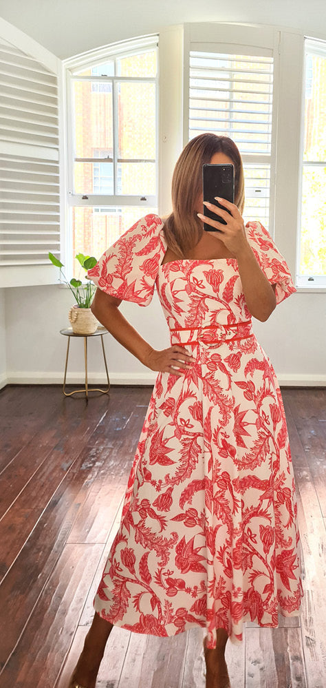 Azaria Puff Sleeve Midi Dress