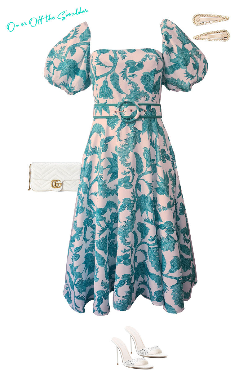 Azaria Puff Sleeve Midi Dress