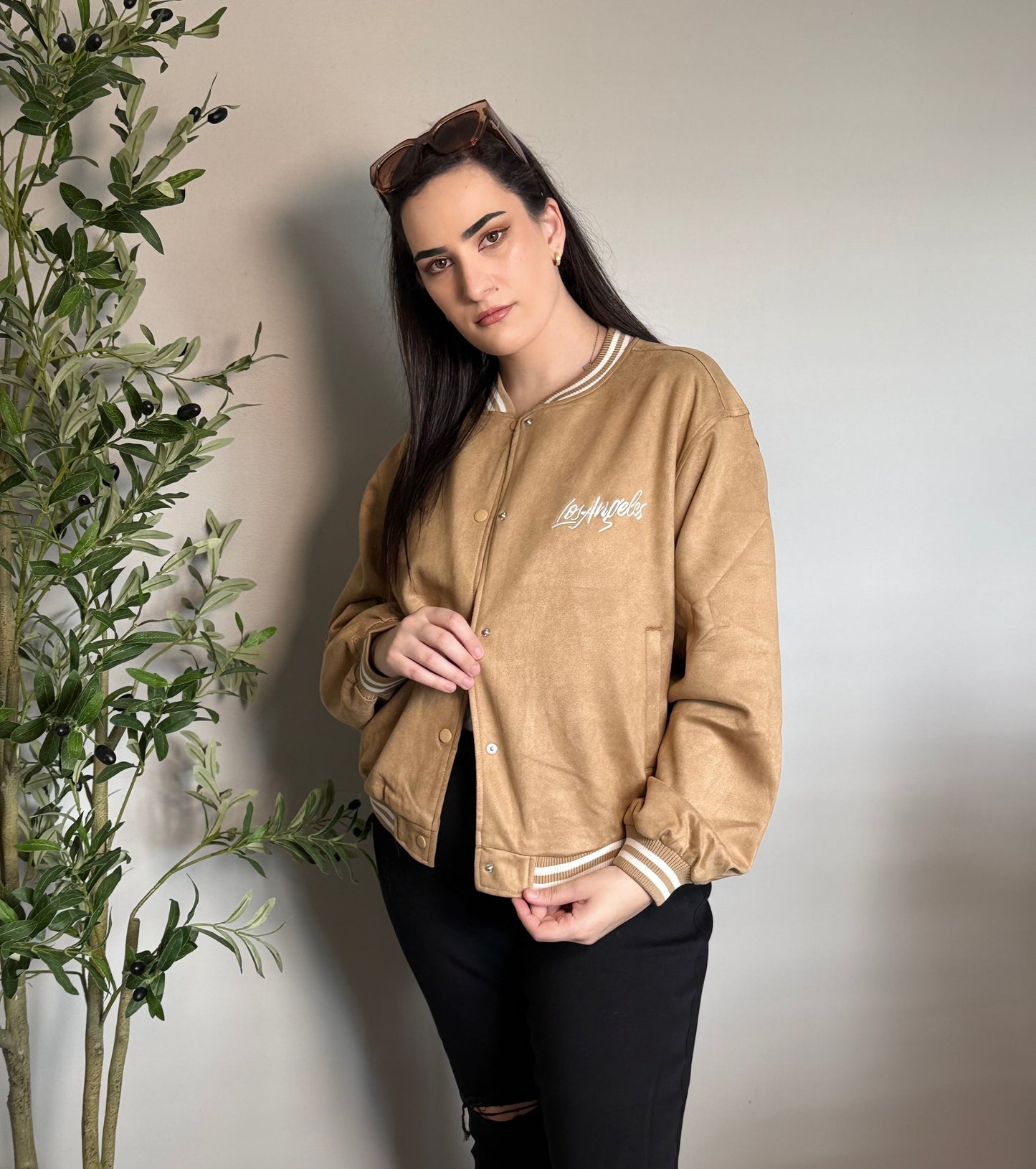 Stella Faux Suede Bomber Jacket