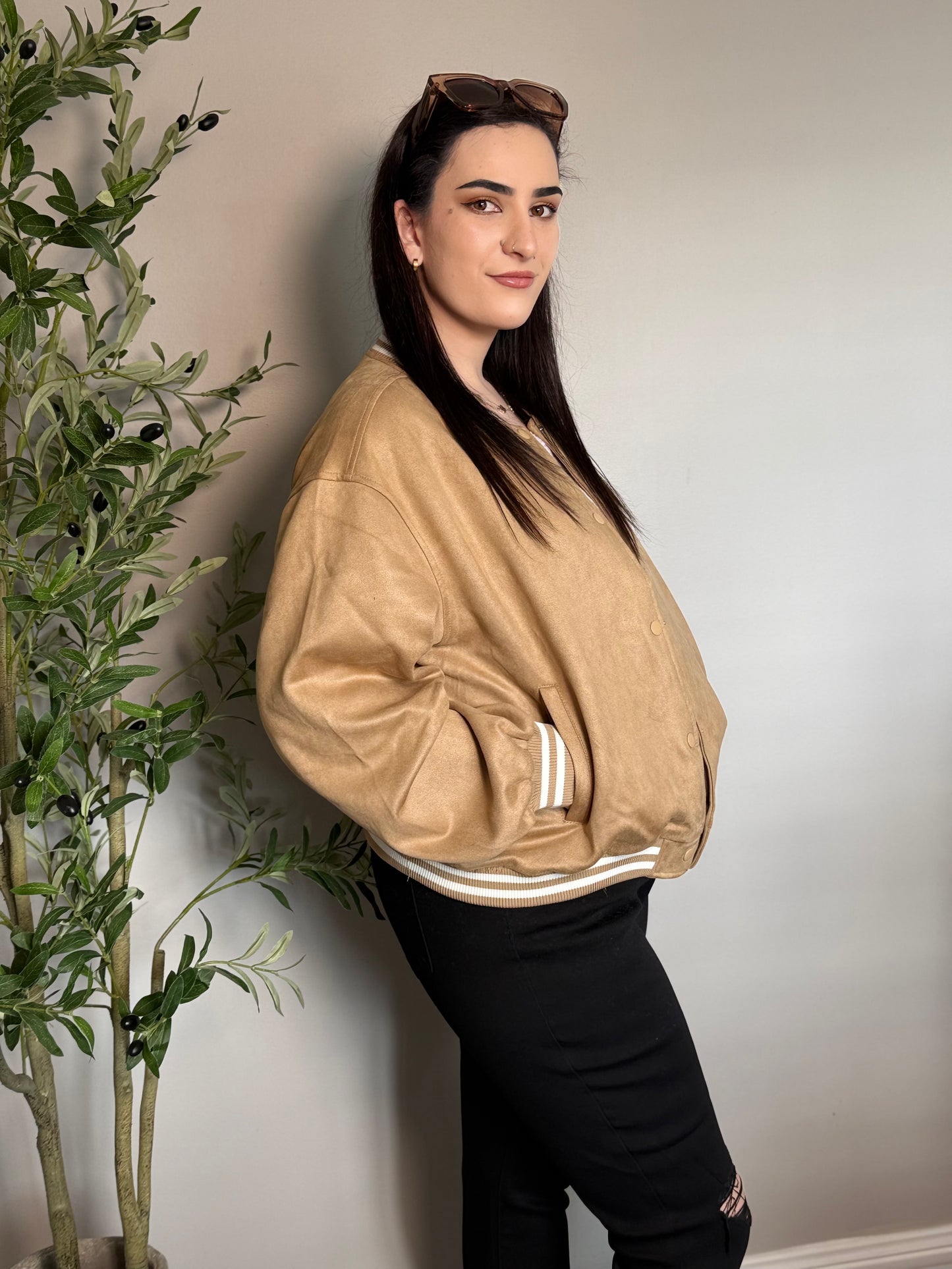 Stella Faux Suede Bomber Jacket