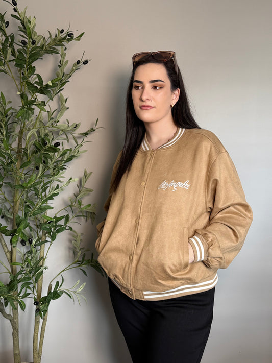Stella Faux Suede Bomber Jacket