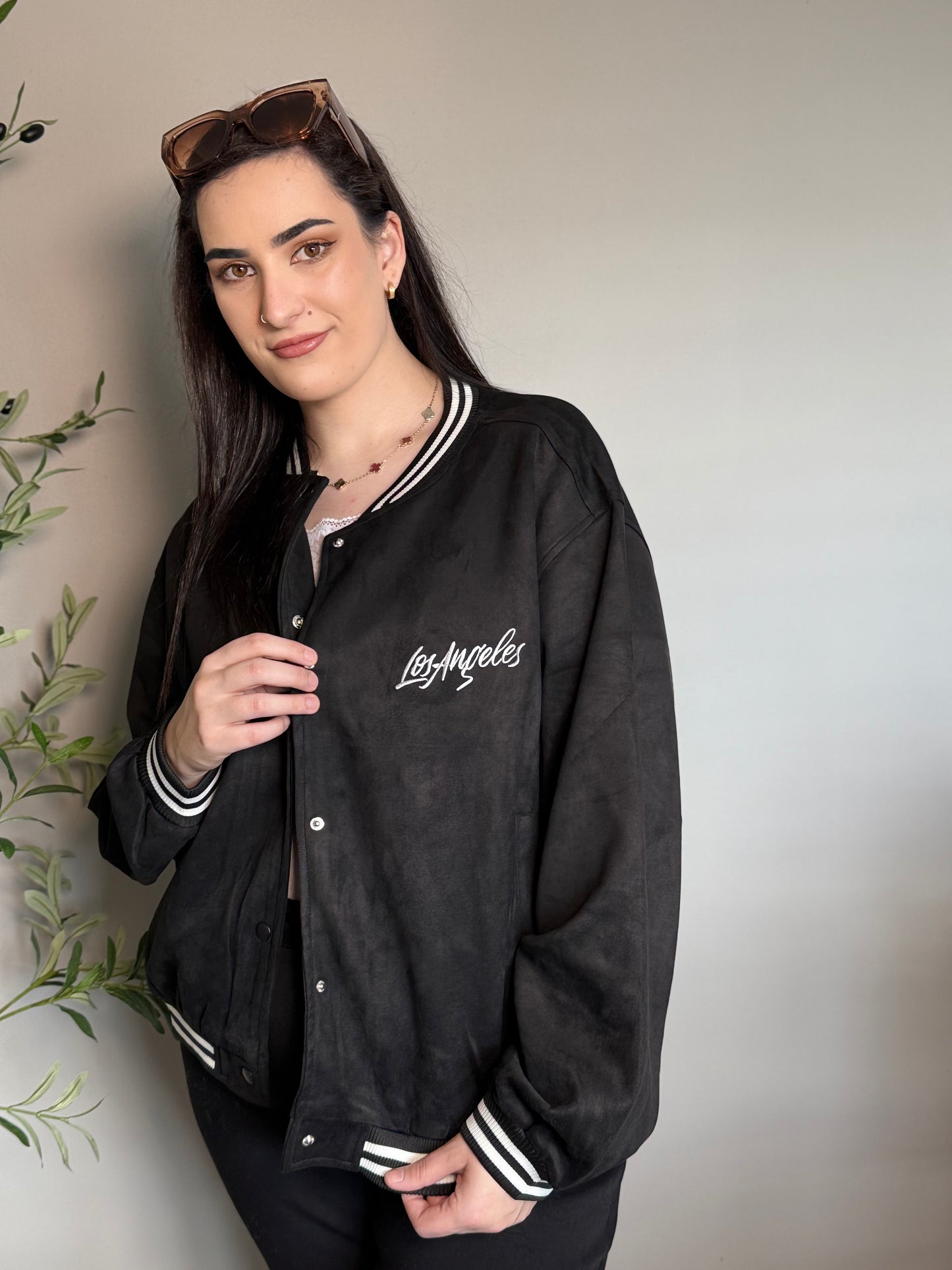 Stella Faux Suede Bomber Jacket