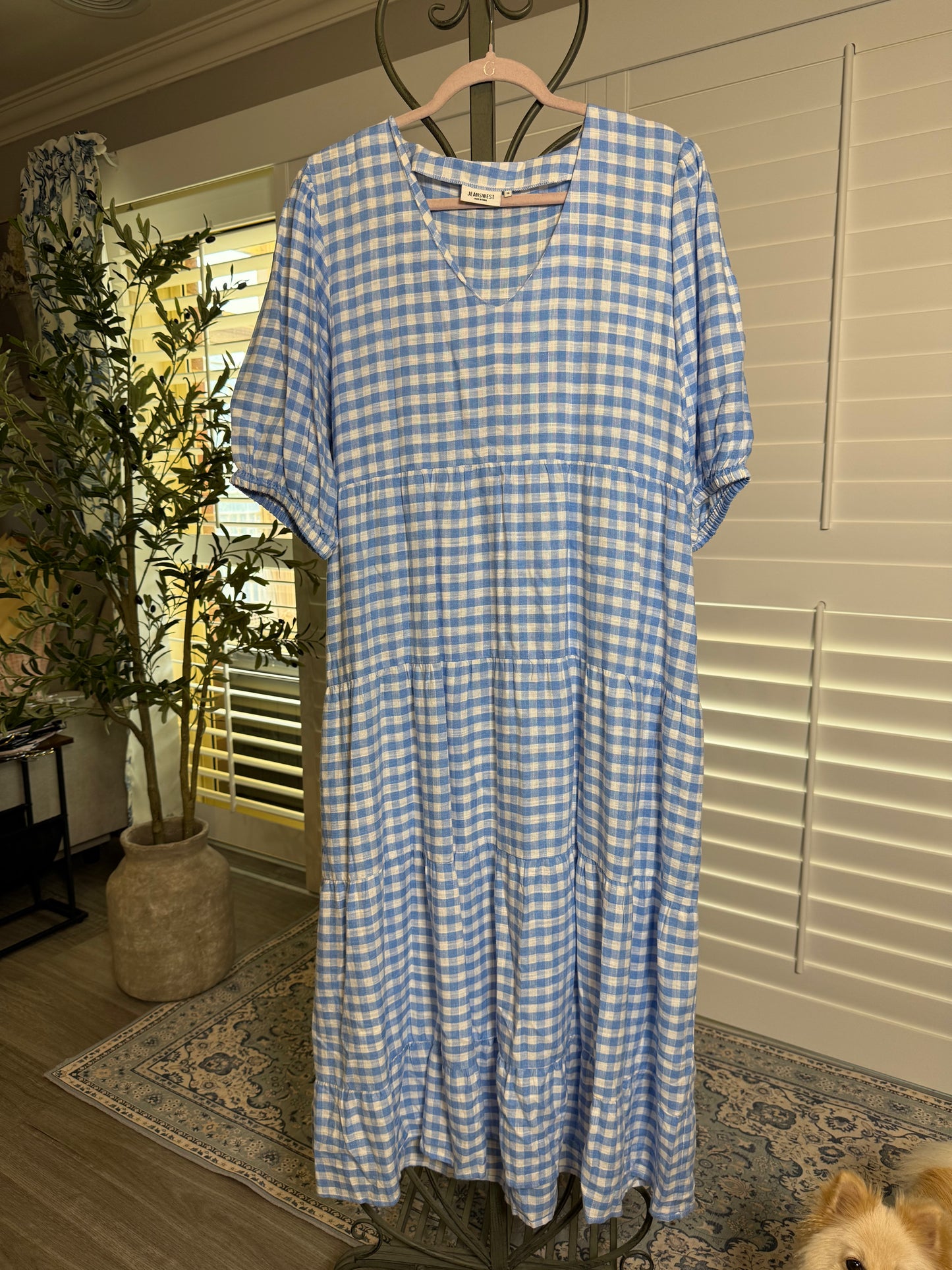 Jeans West Blue and White Gingham dress