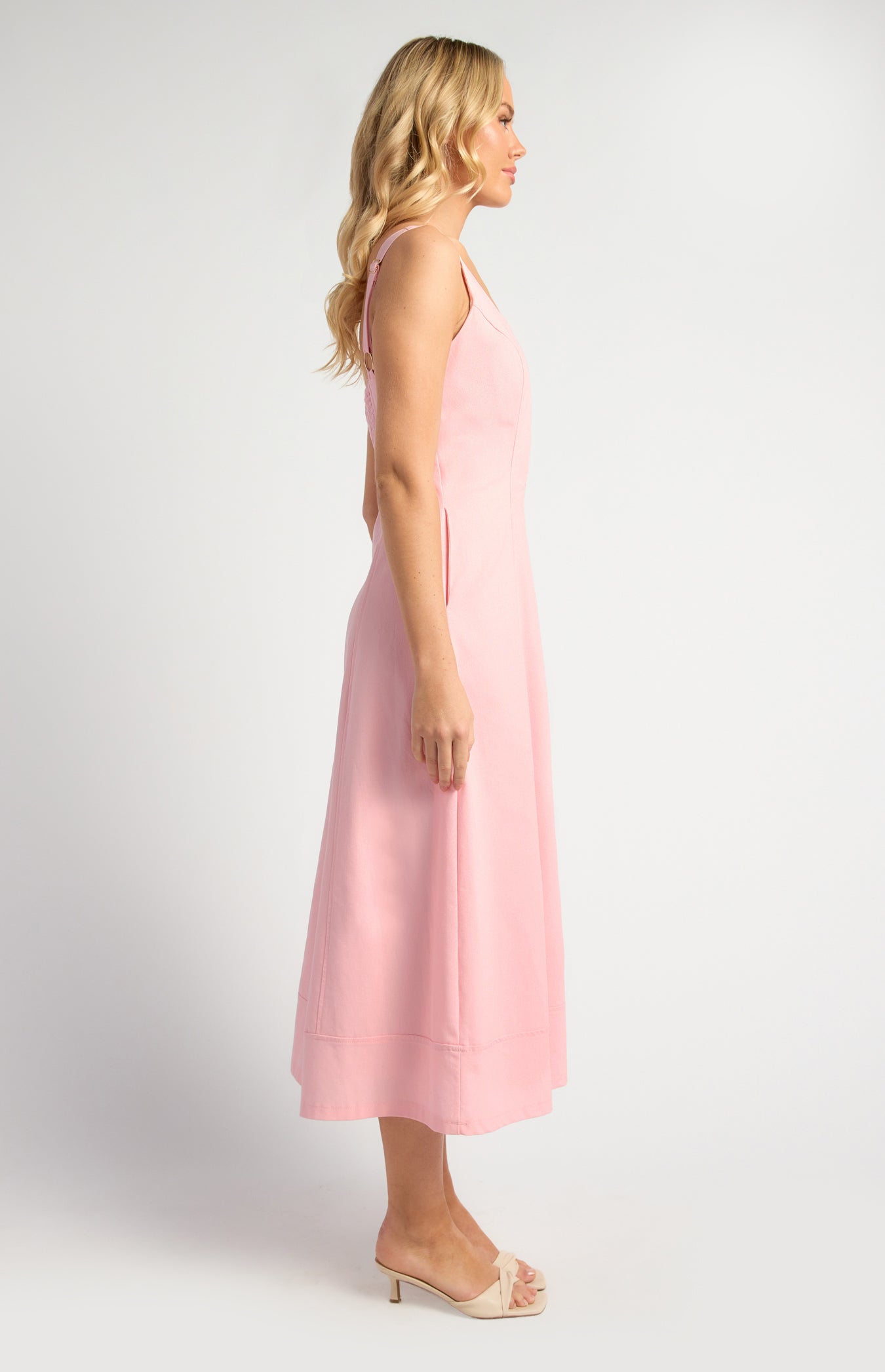 Asha Midi Panel Detail Cotton Linen Dress