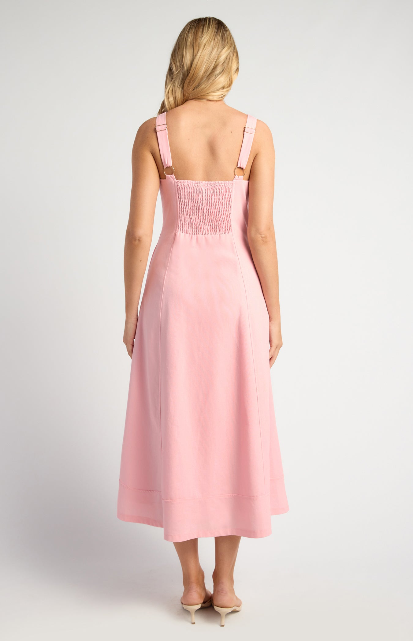 Asha Midi Panel Detail Cotton Linen Dress