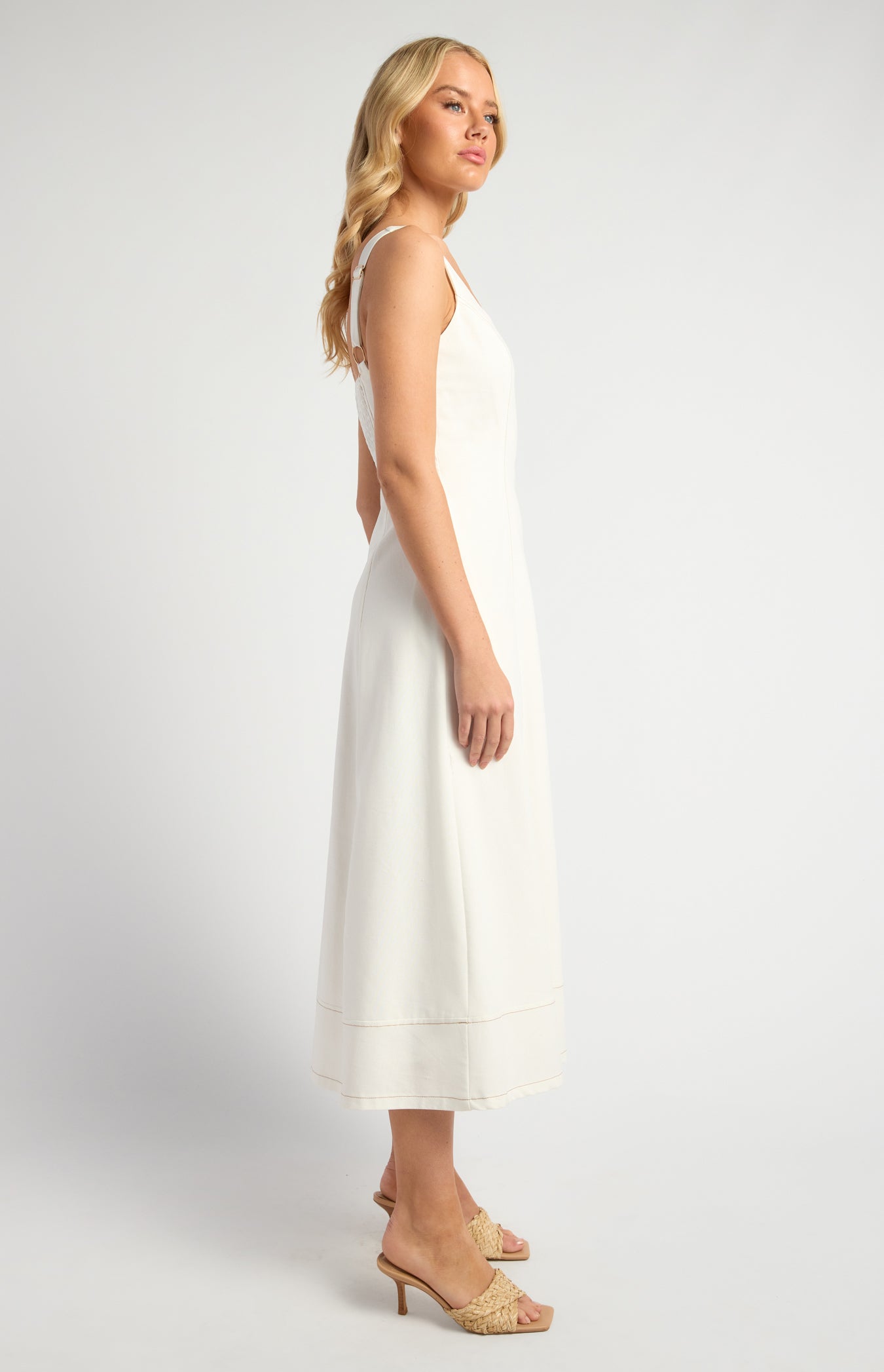 Asha Midi Panel Detail Cotton Linen Dress