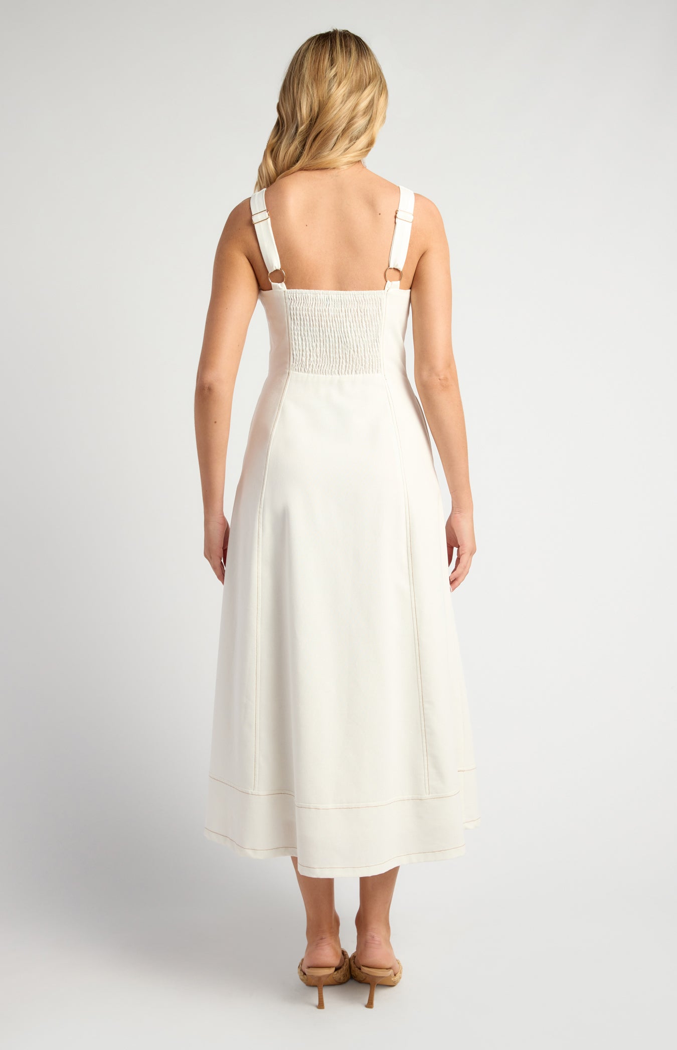Asha Midi Panel Detail Cotton Linen Dress