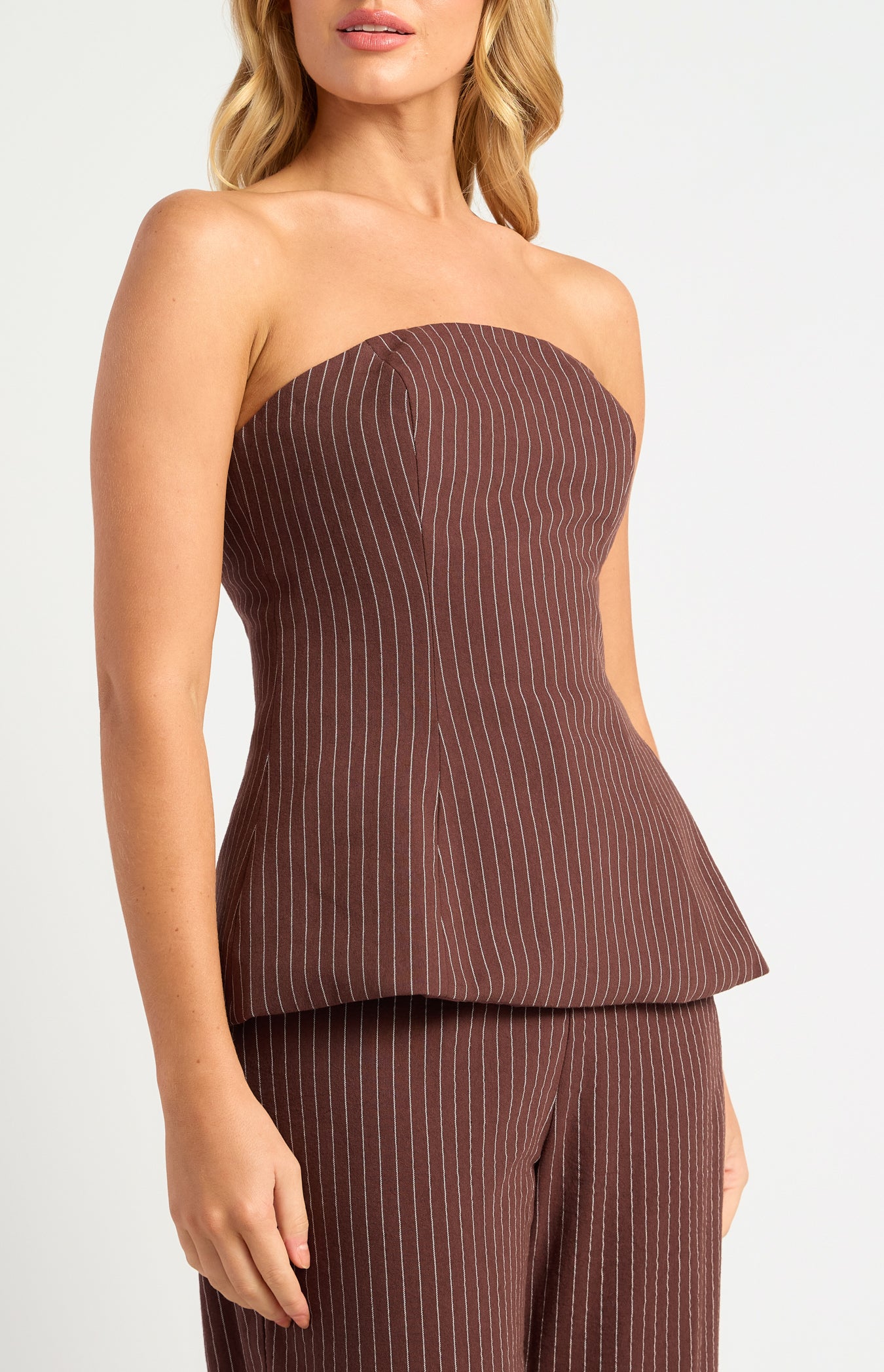 Indie Pin Stripe Peplum Top & Pants Set