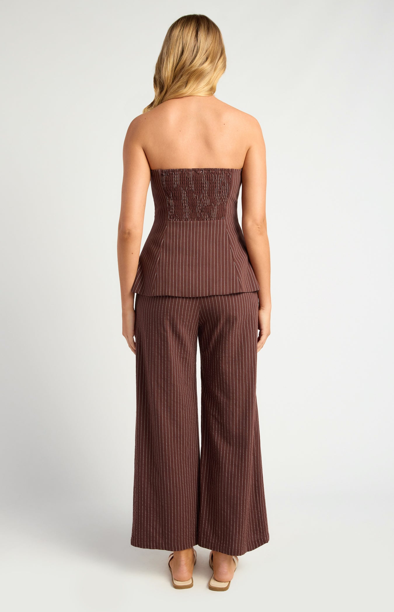 Indie Pin Stripe Peplum Top & Pants Set