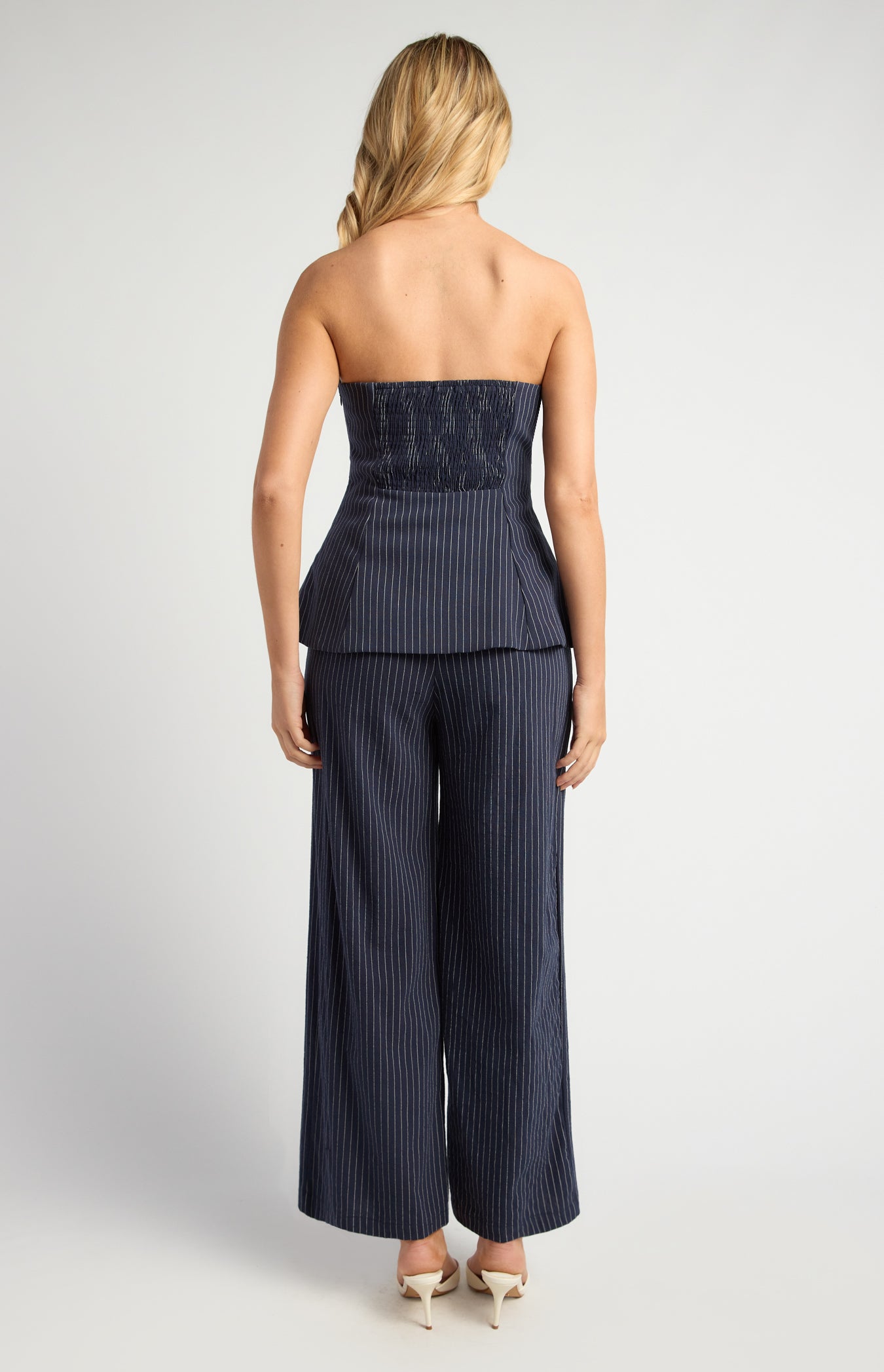 Indie Pin Stripe Peplum Top & Pants Set