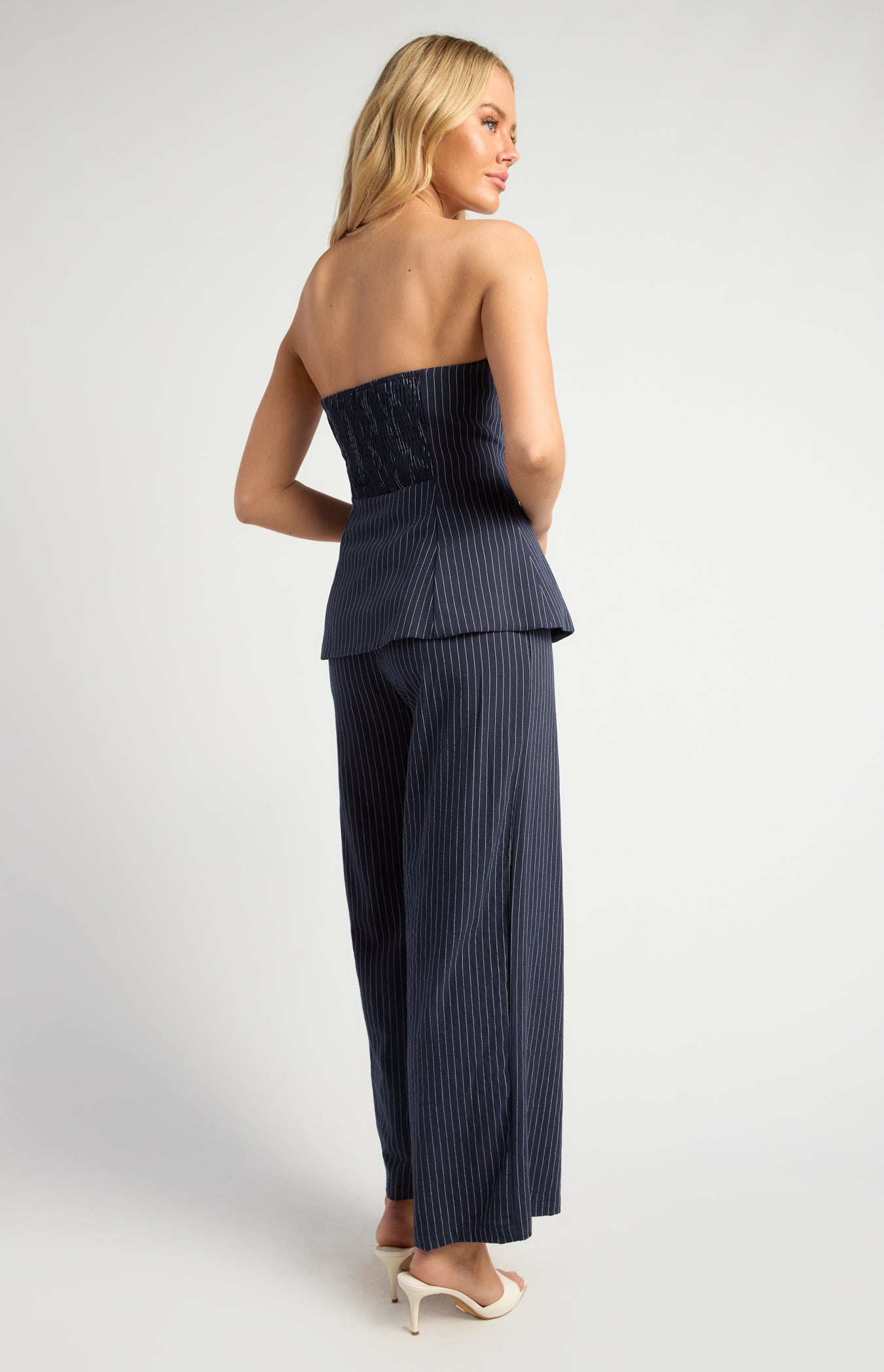 Indie Pin Stripe Peplum Top & Pants Set