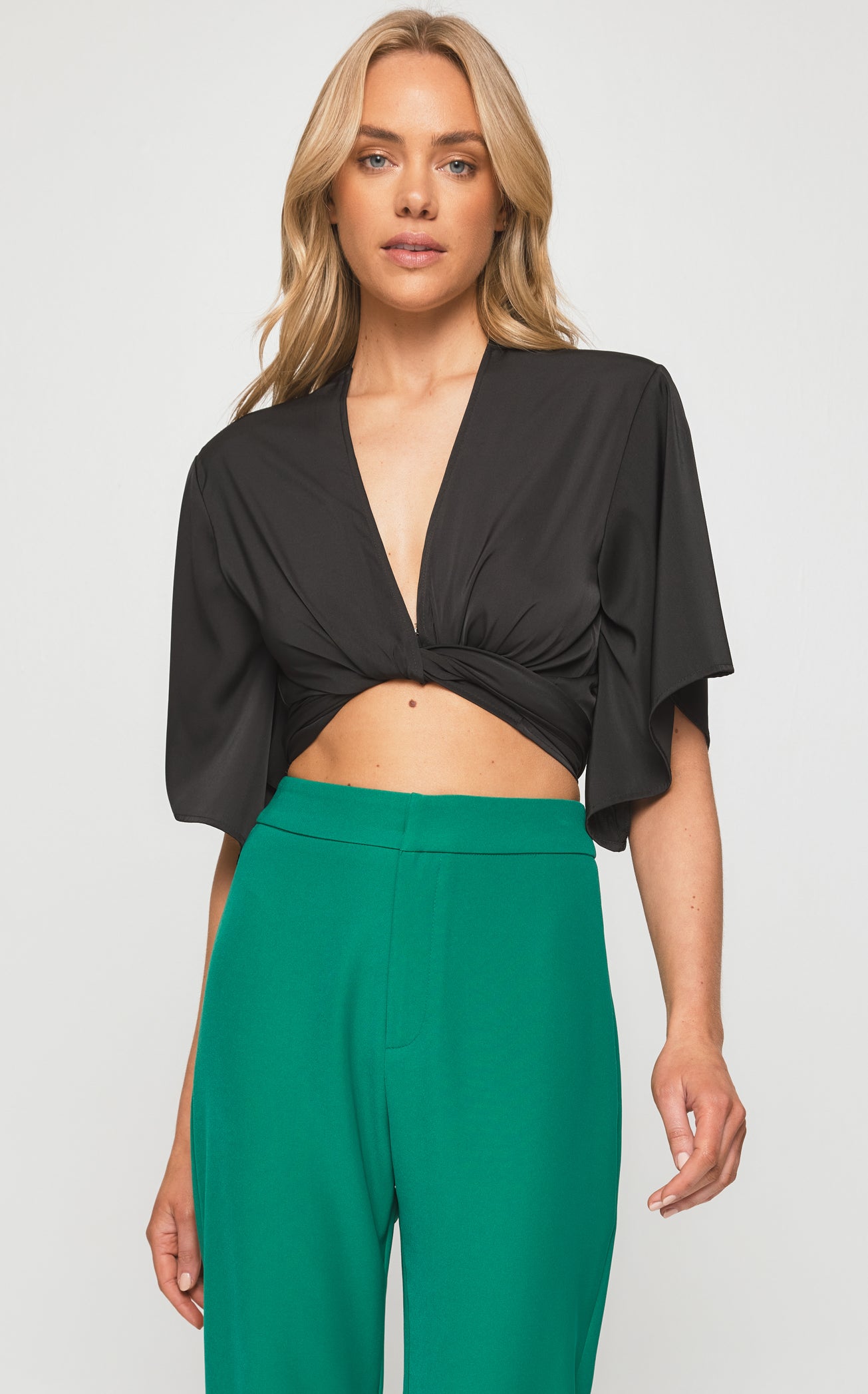 Rebecca Kimono Sleeve Front Tie Top