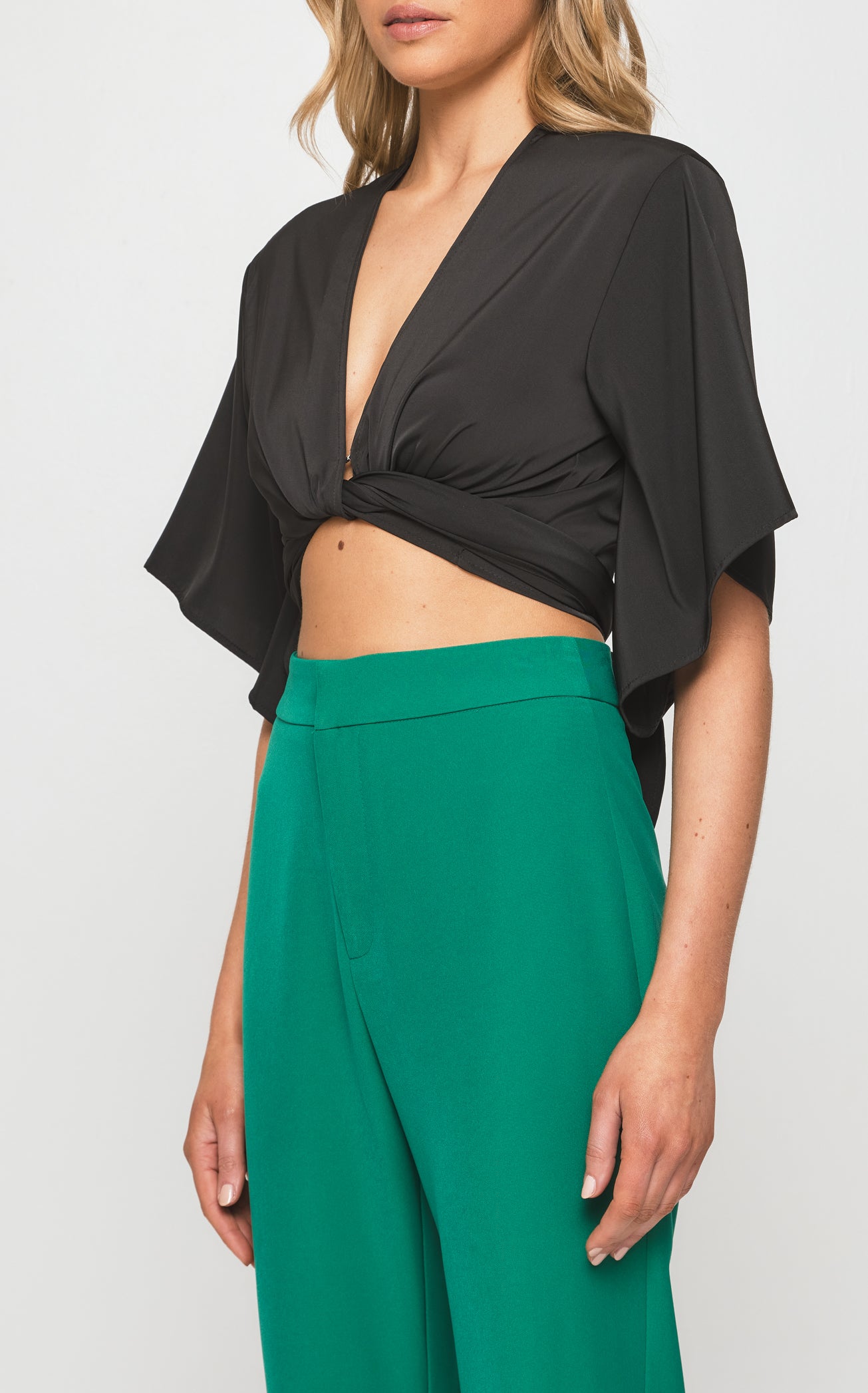 Rebecca Kimono Sleeve Front Tie Top