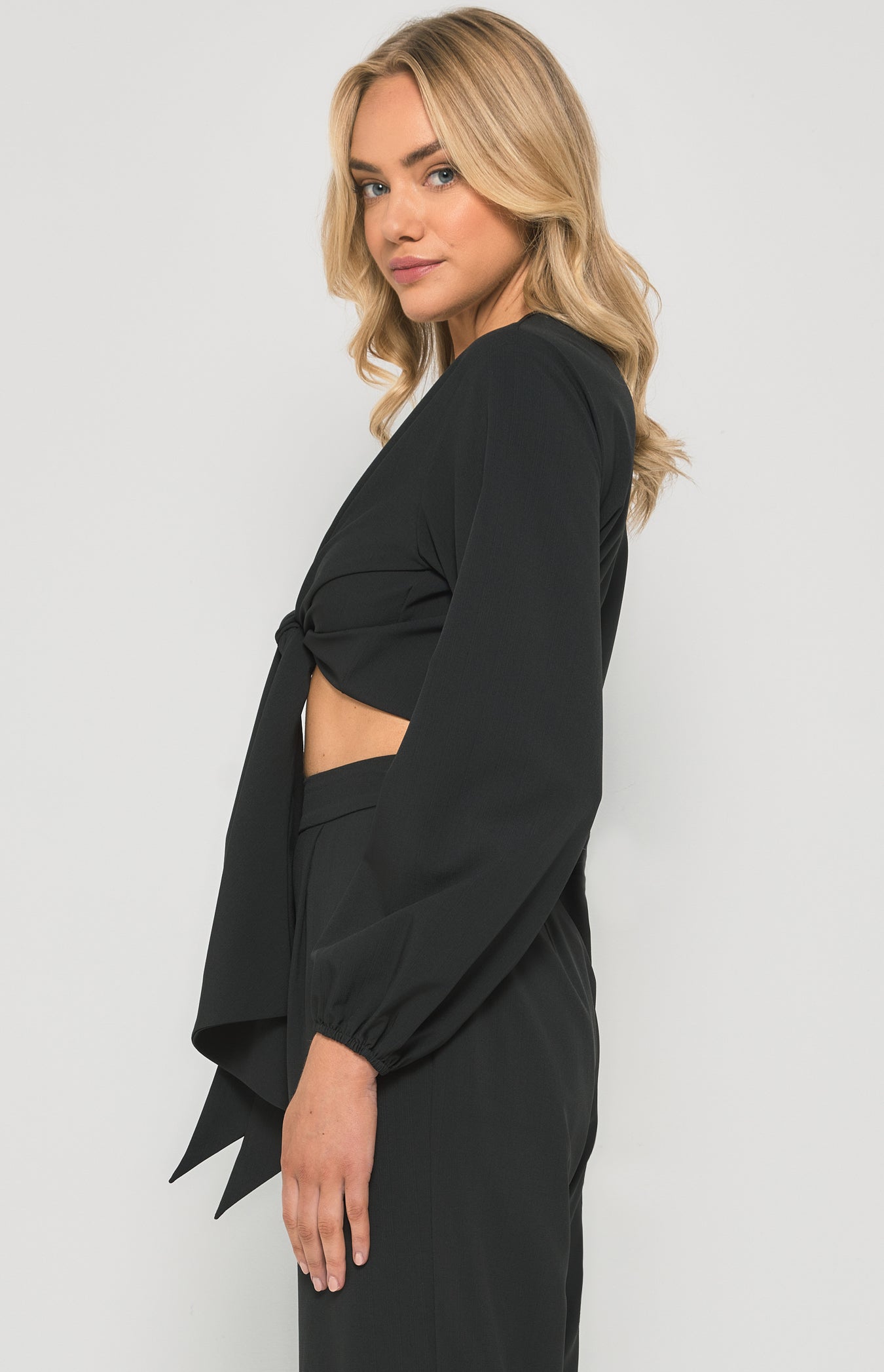 Rebecca Bubble Sleeve Front Tie Top