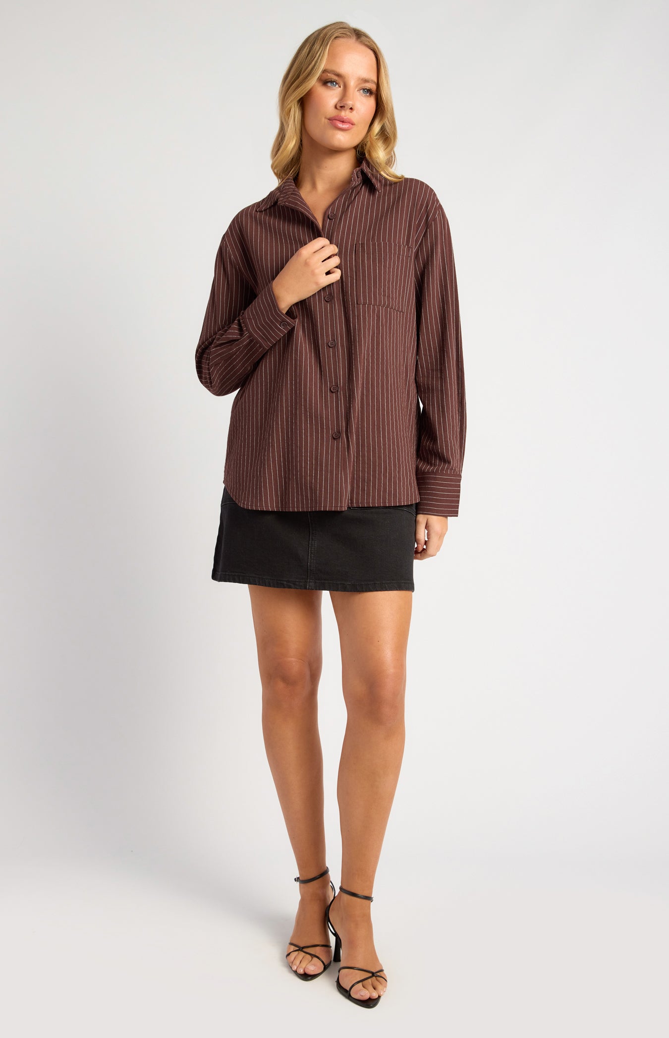 Indie Pin Stripe Button Up Shirt