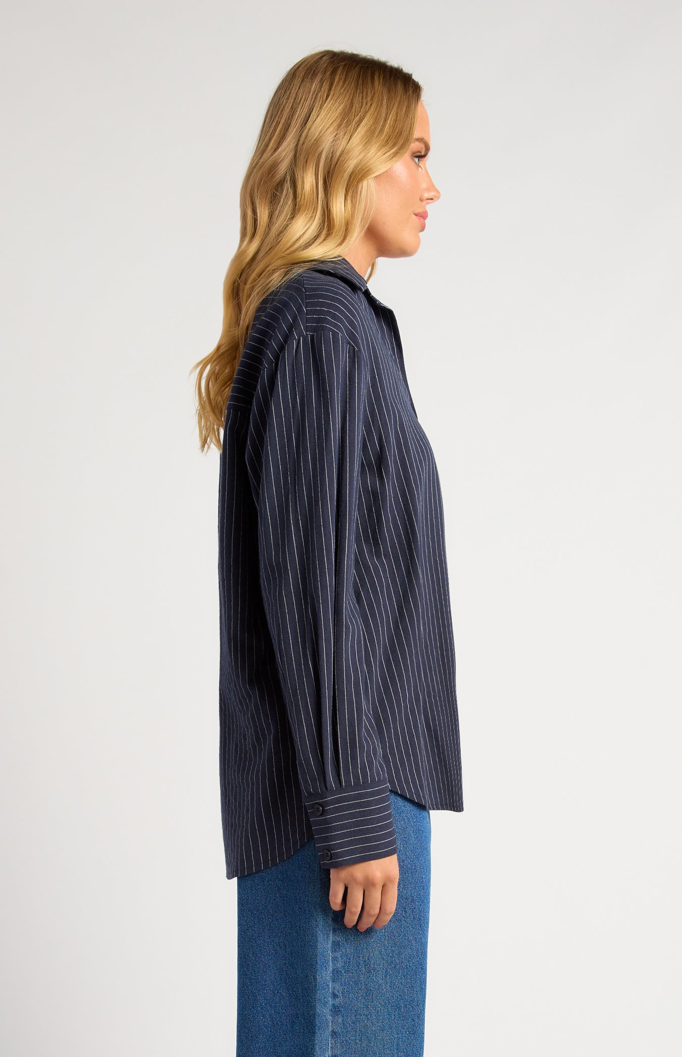 Indie Pin Stripe Button Up Shirt