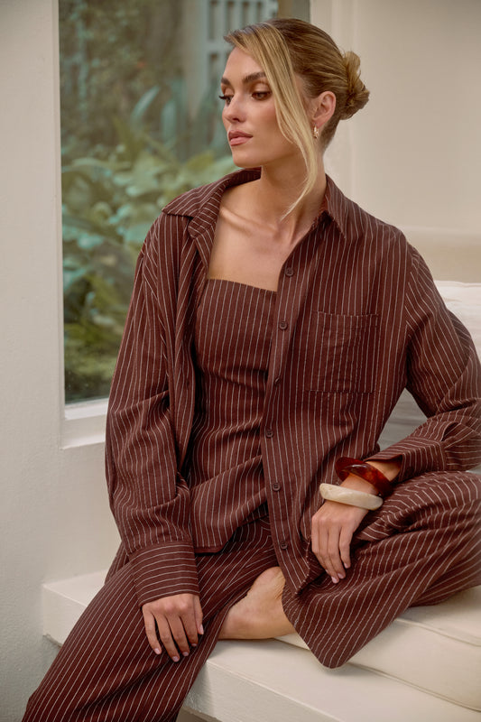 Indie Pin Stripe Button Up Shirt
