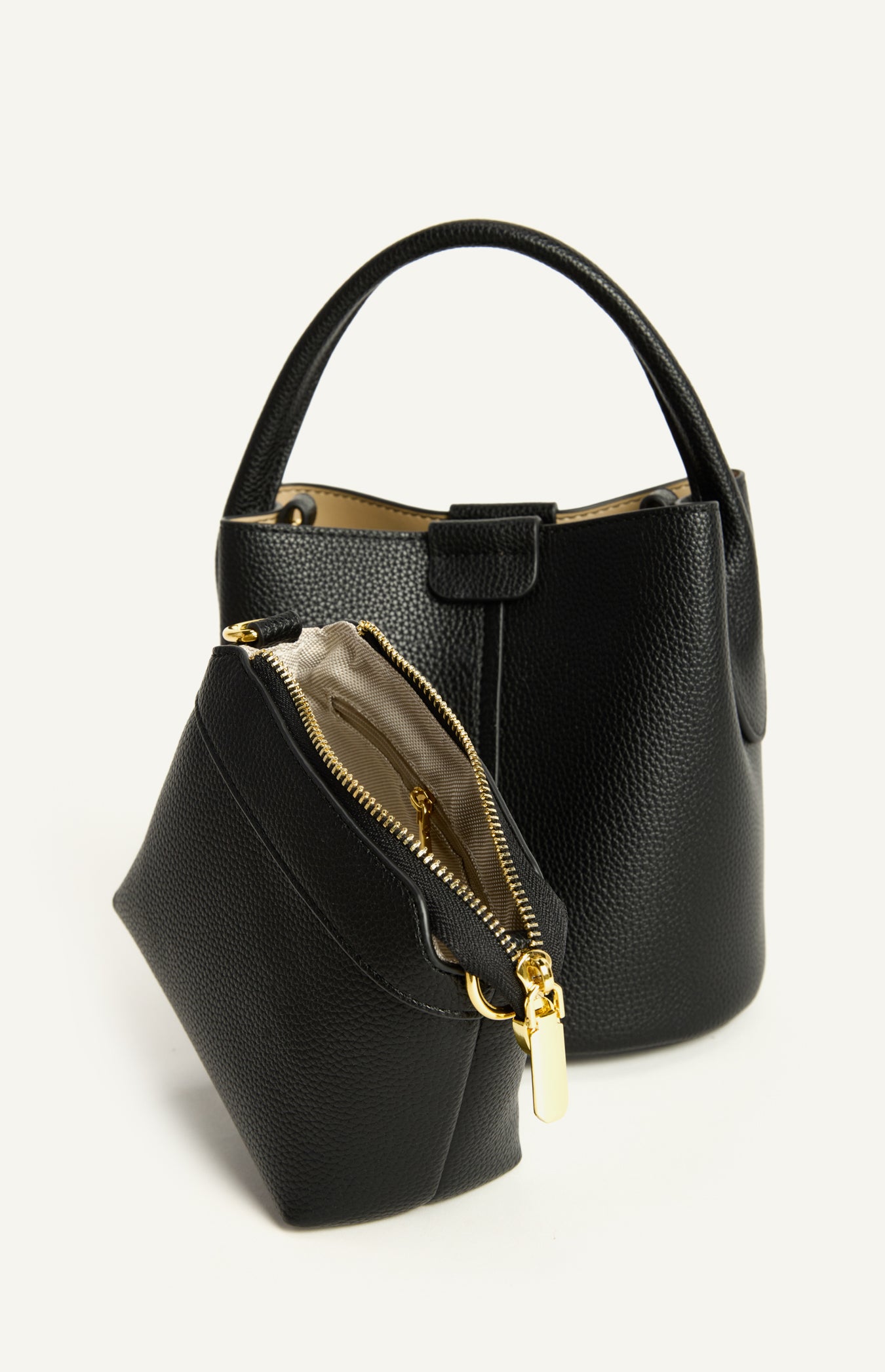Ophelia Pebbled Vegan Leather Bucket Bag
