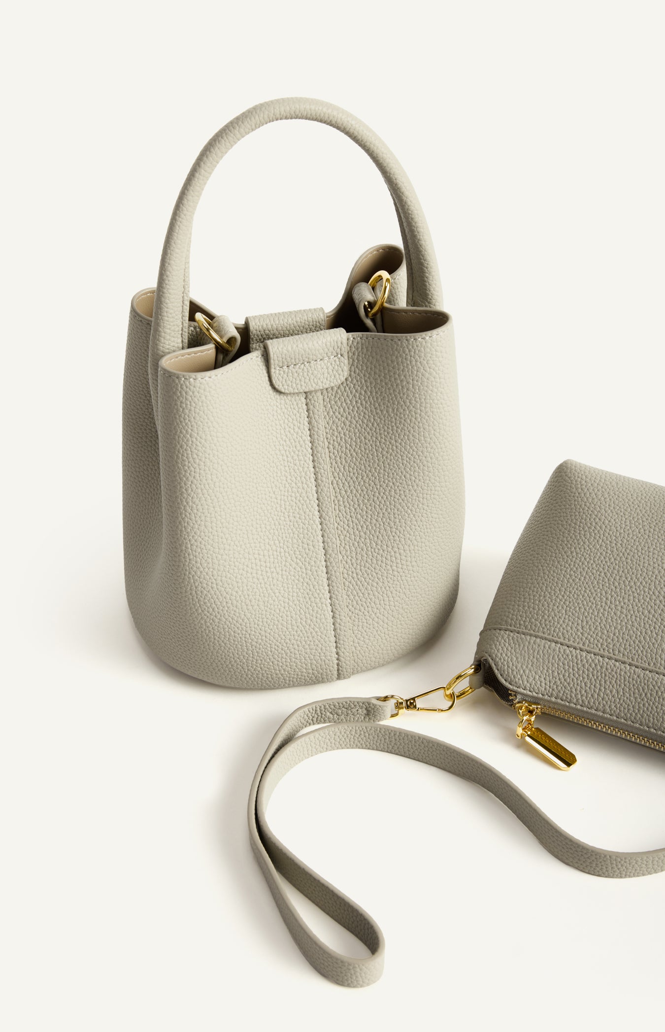 Ophelia Pebbled Vegan Leather Bucket Bag