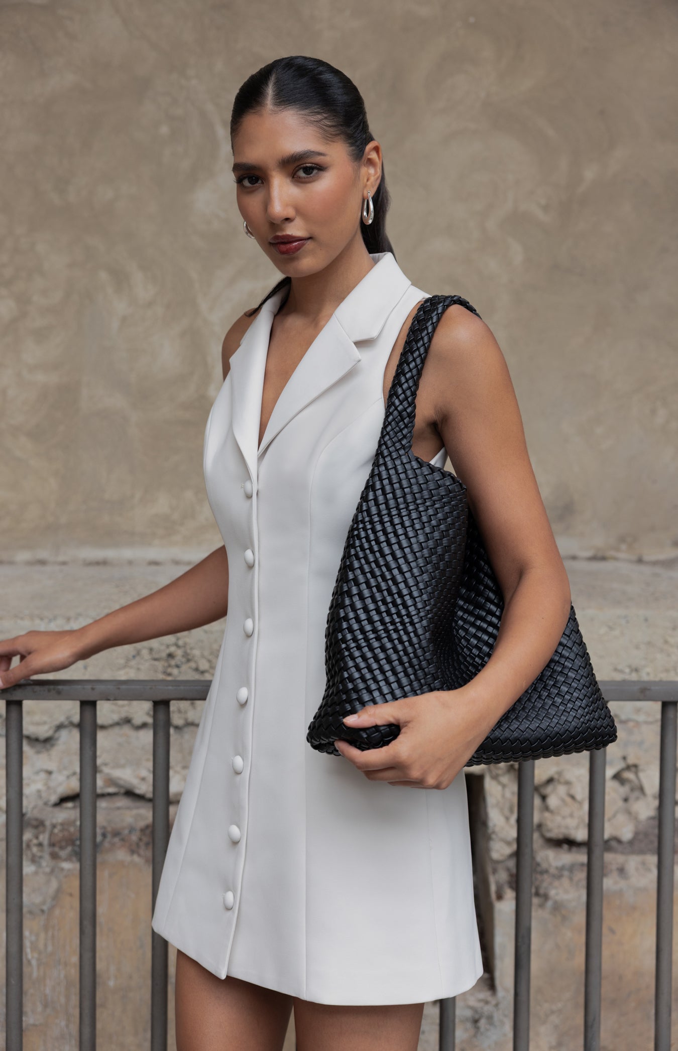 Margot Woven Vegan Leather Hobo Bag with Pouch