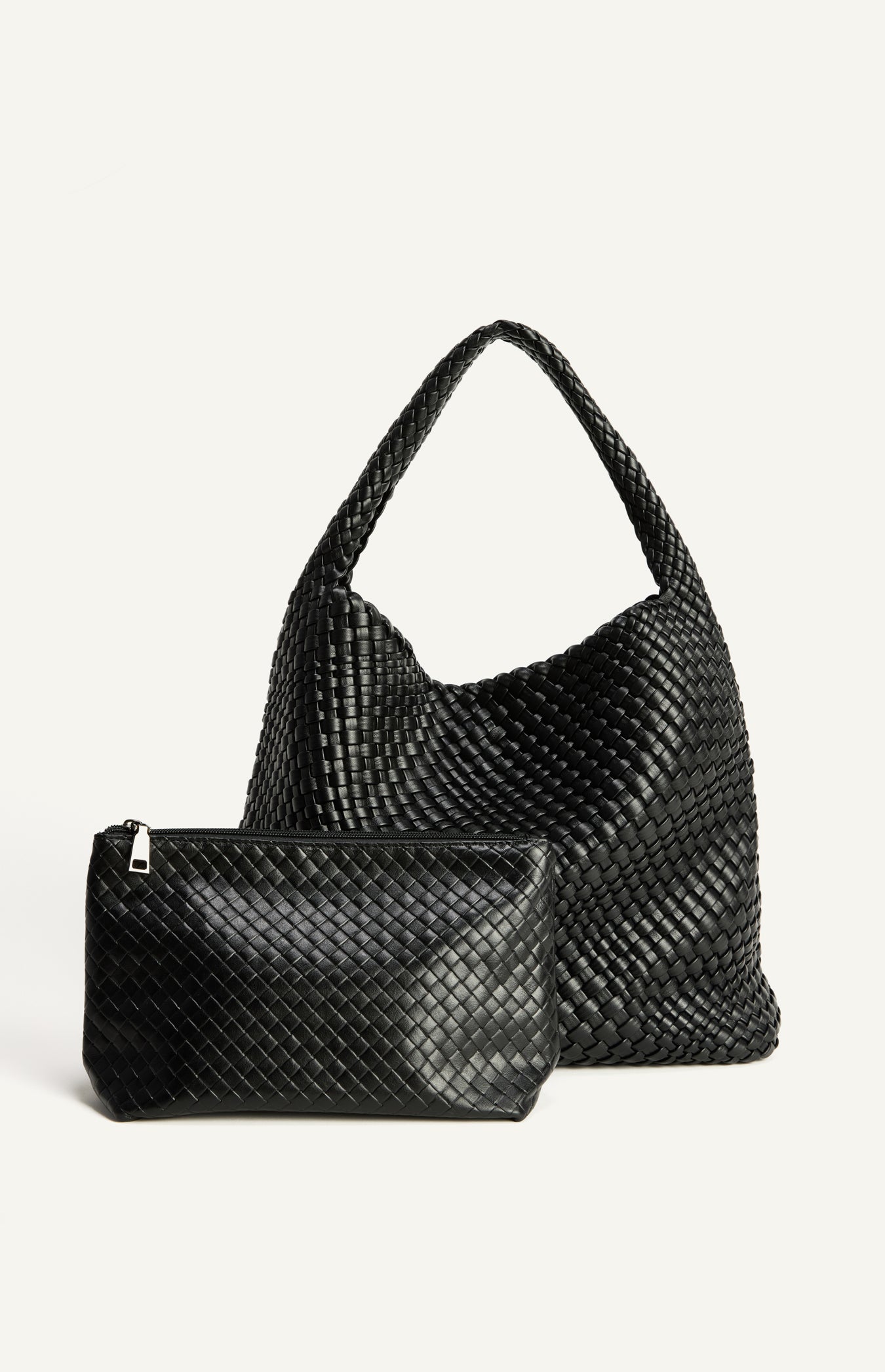 Margot Woven Vegan Leather Hobo Bag with Pouch