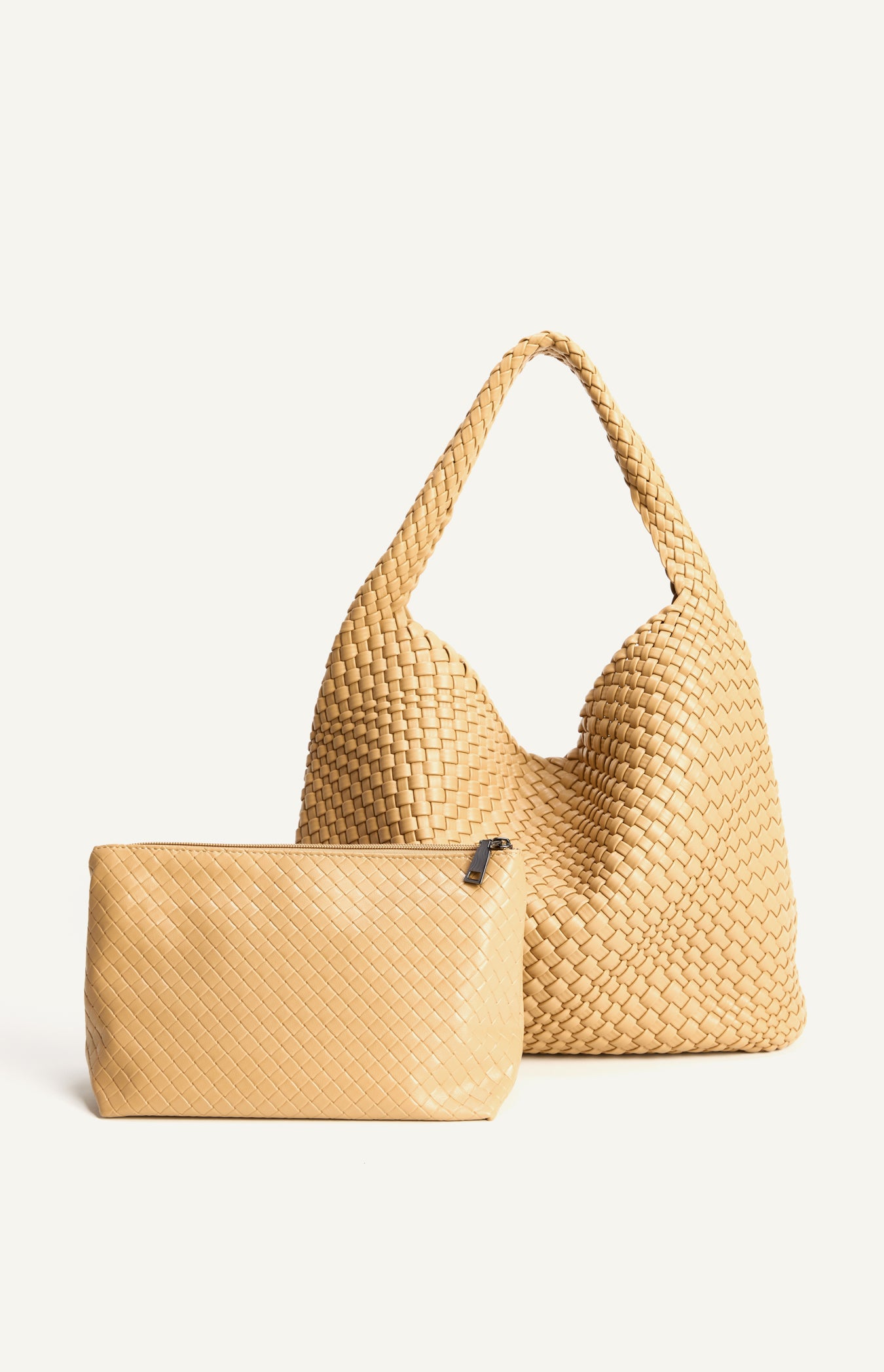 Margot Woven Vegan Leather Hobo Bag with Pouch
