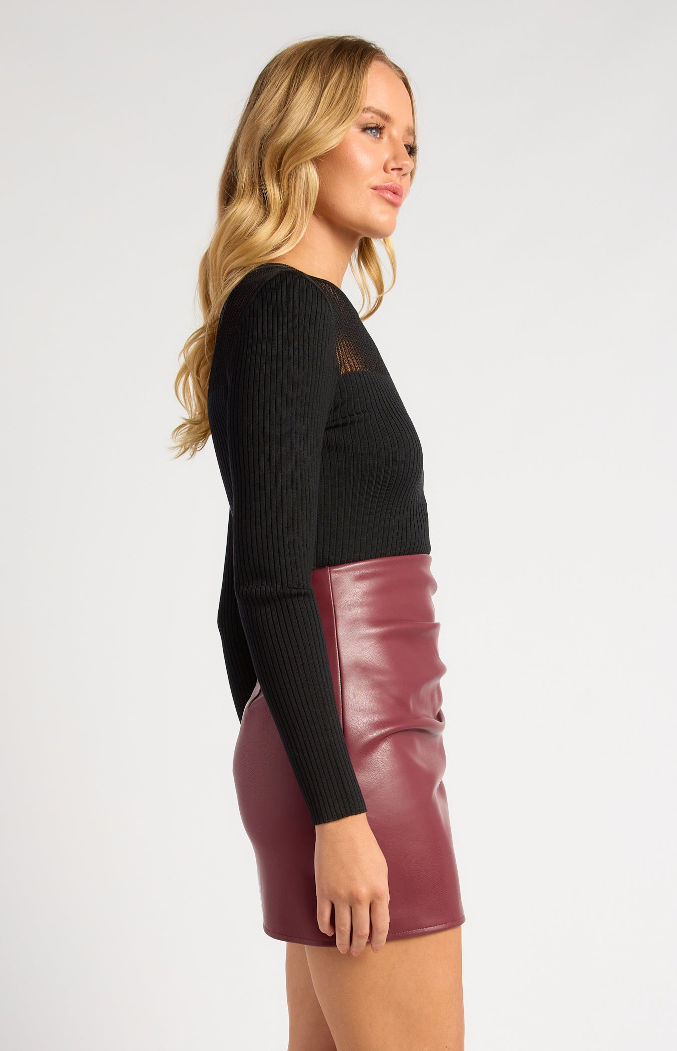 Chanel Sheer Textured Neckline Long Sleeve Knit Top