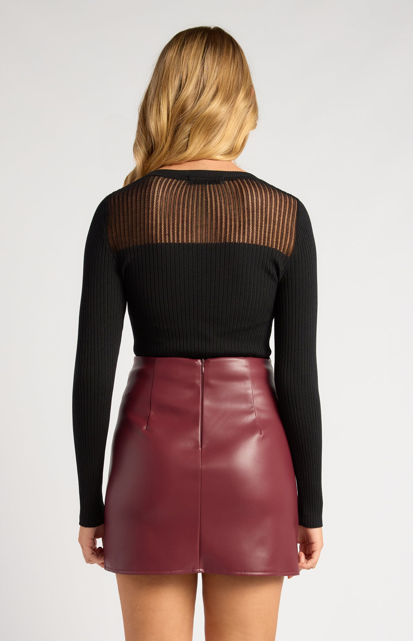 Chanel Sheer Textured Neckline Long Sleeve Knit Top