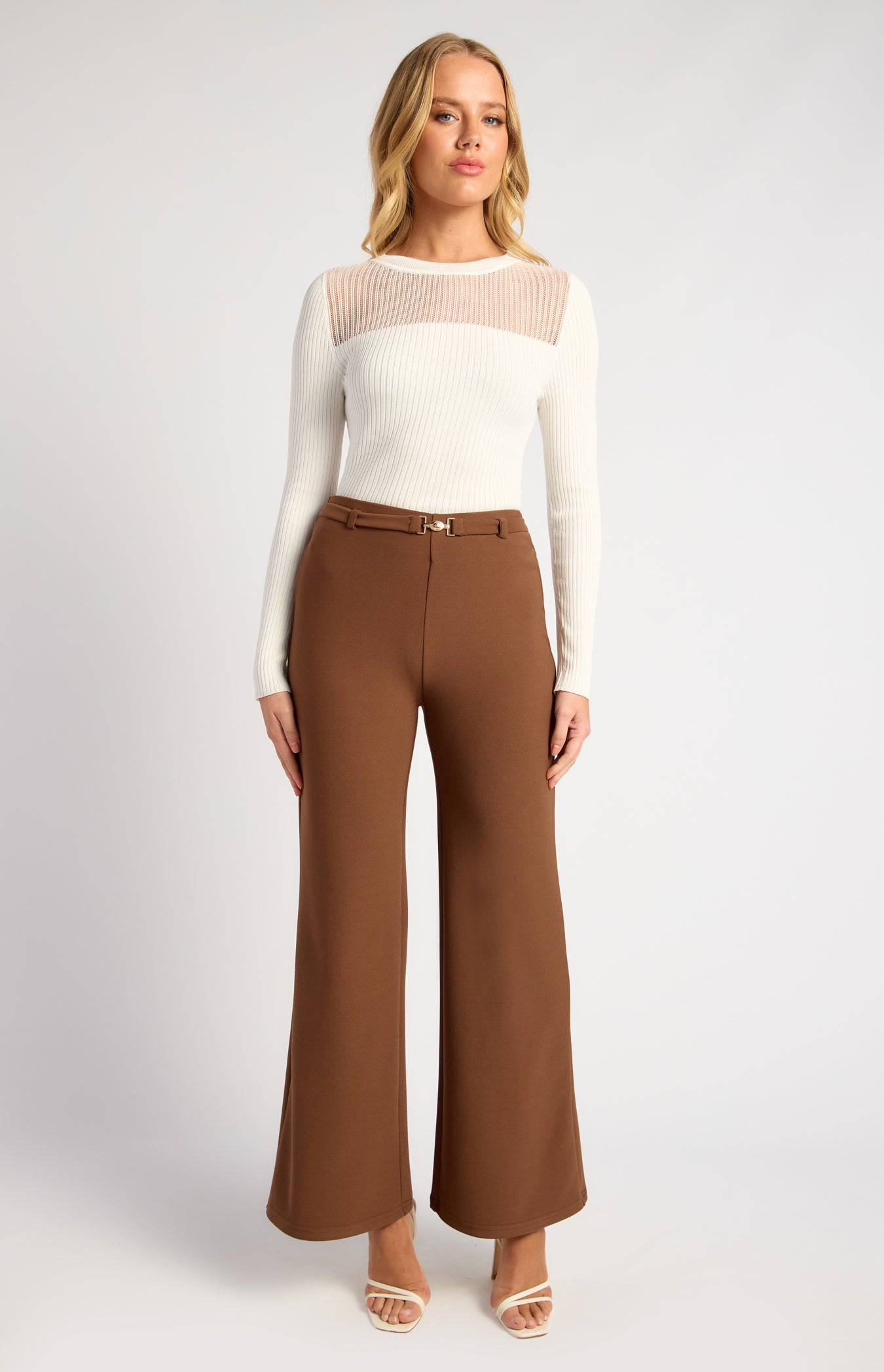 Chanel Sheer Textured Neckline Long Sleeve Knit Top