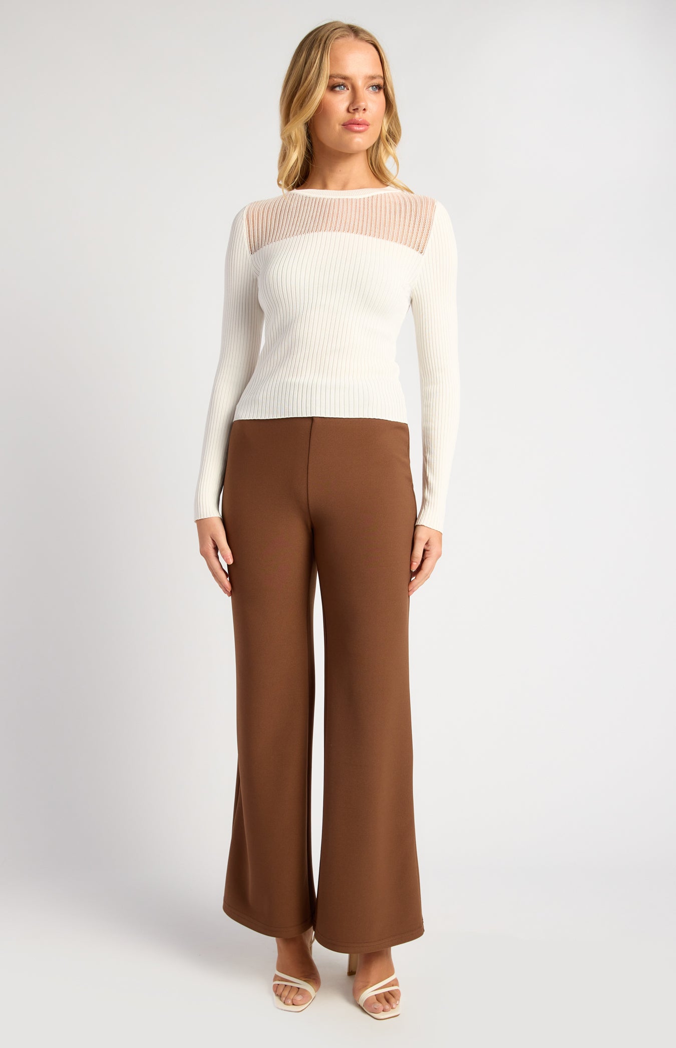 Chanel Sheer Textured Neckline Long Sleeve Knit Top