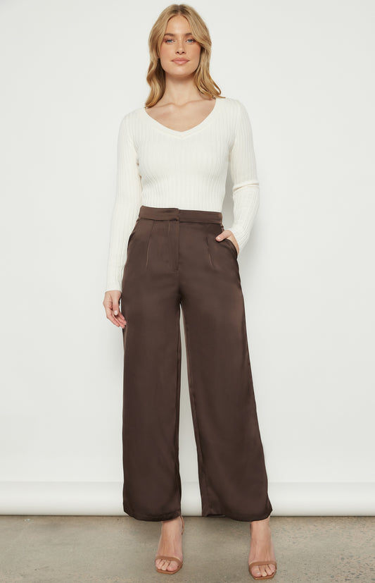 Murphy High Waisted Satin Wide Leg Pants