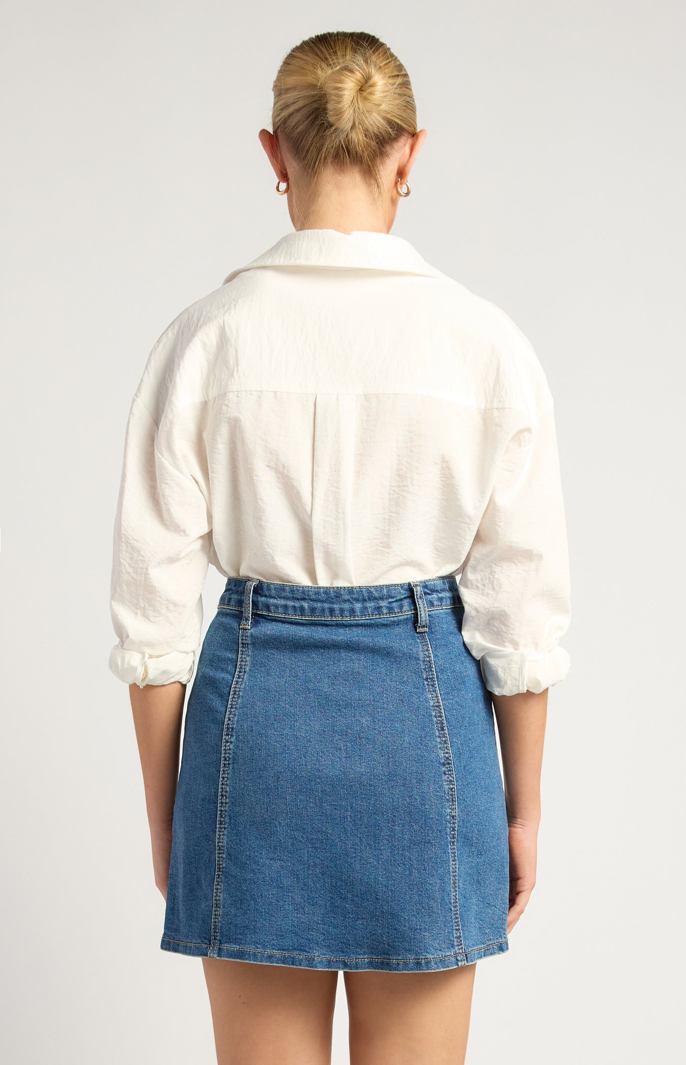 Chloe Cotton Blend Oversized Button Up Shirt With Pocket Detail