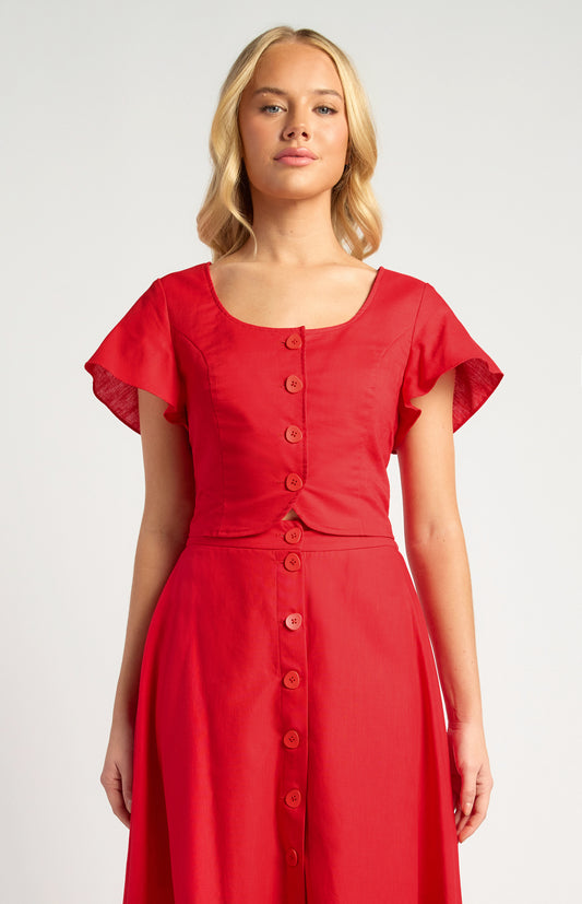 Janet Butterfly-Sleeve Top