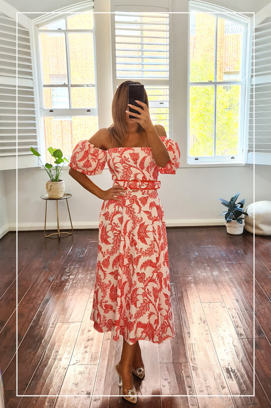 Azaria Puff Sleeve Midi Dress