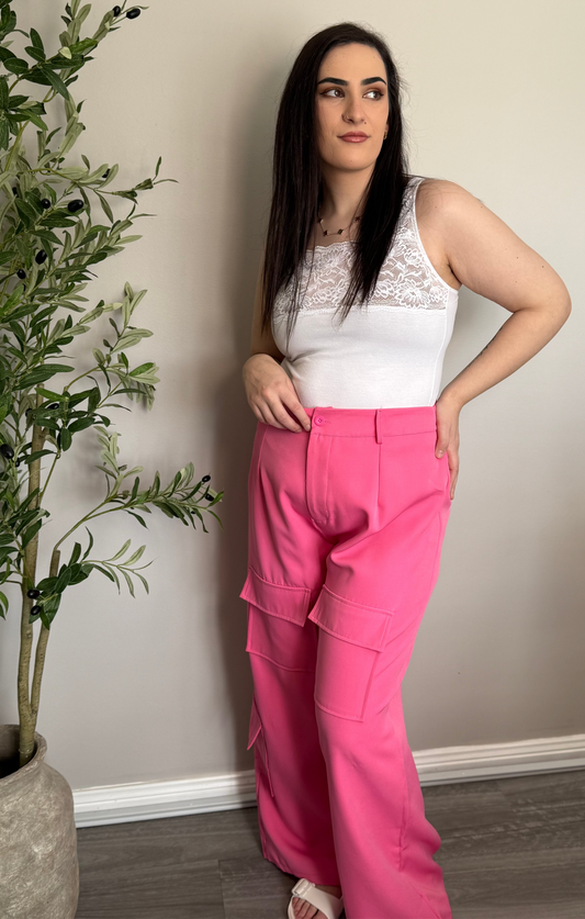Carrie Pink Cargo Pants