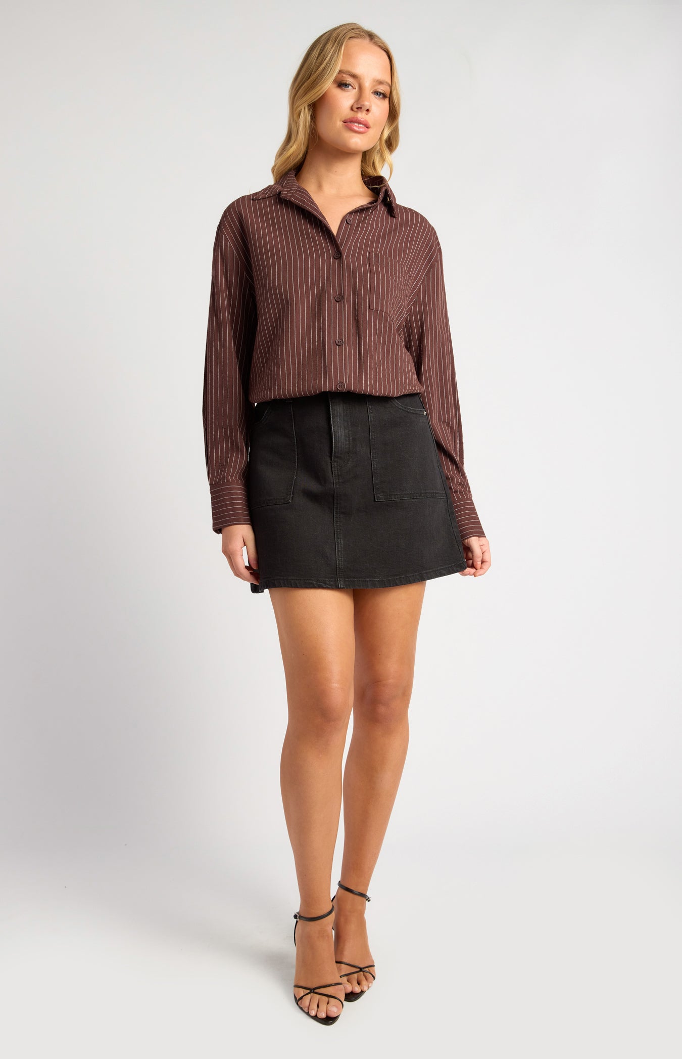 Indie Pin Stripe Button Up Shirt