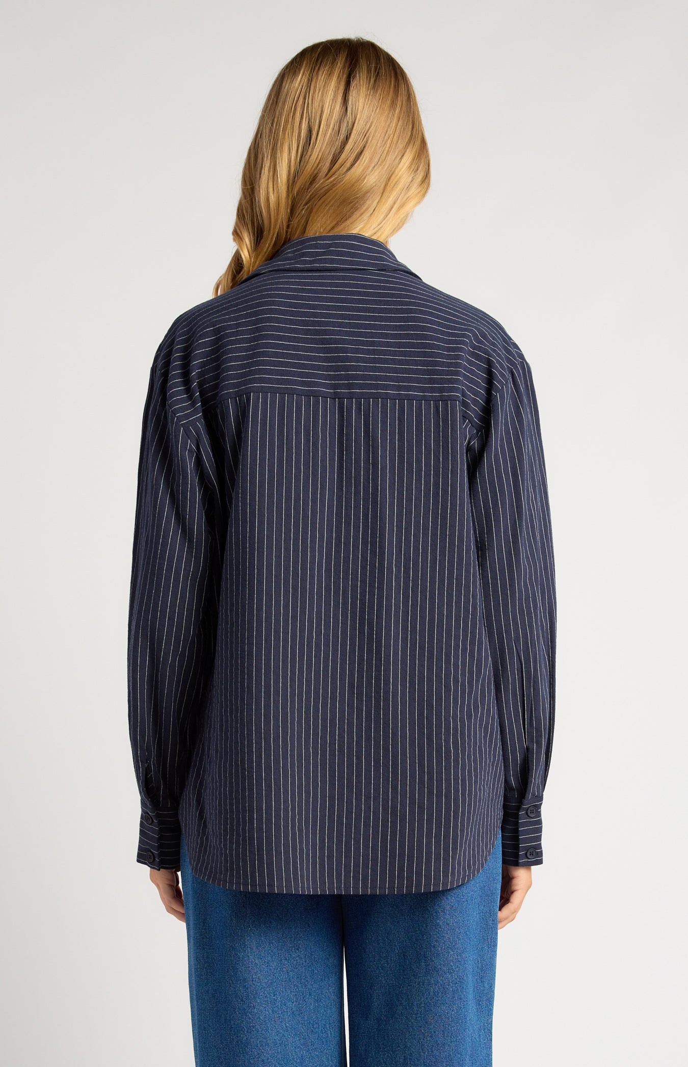 Indie Pin Stripe Button Up Shirt