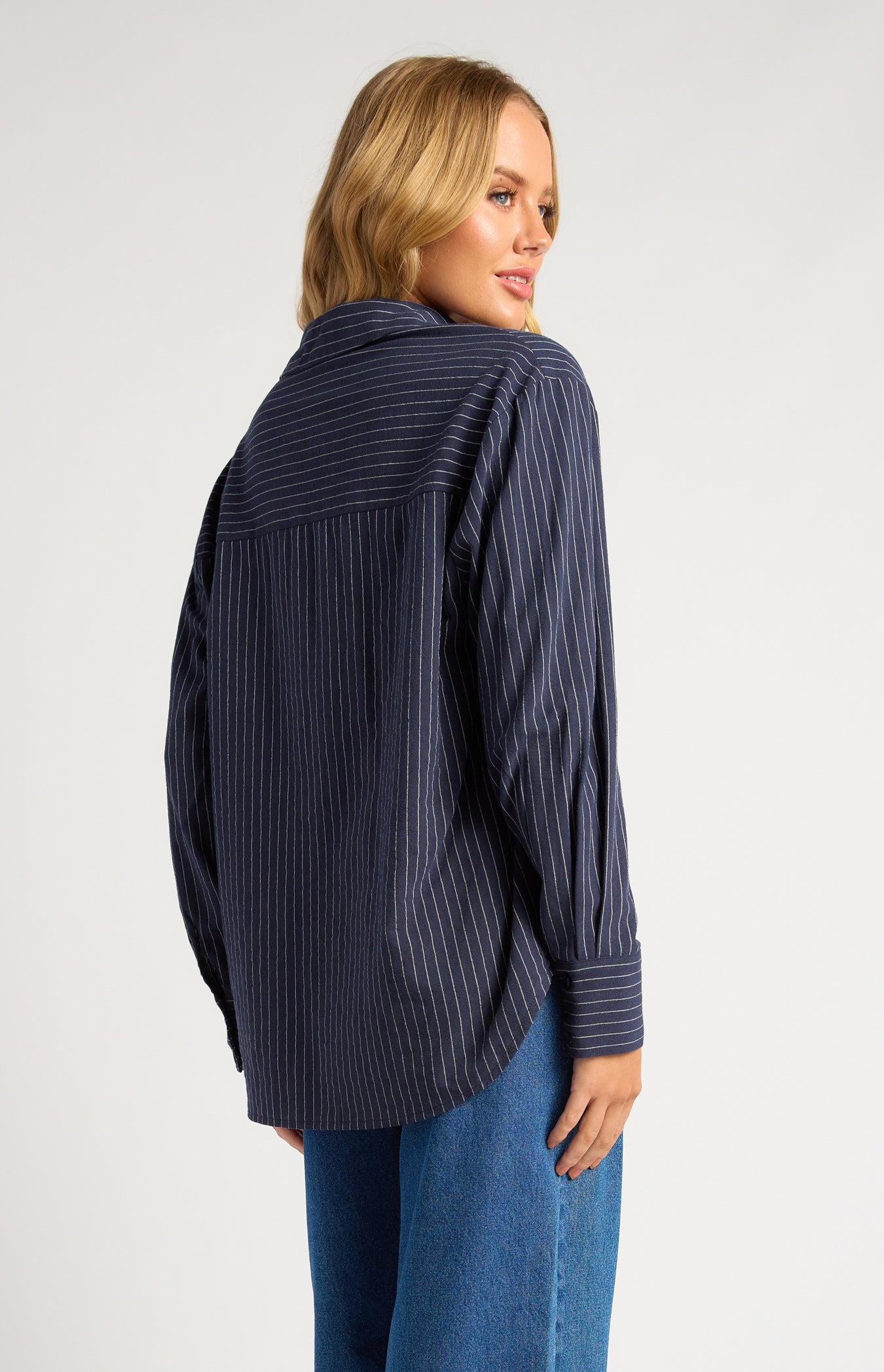 Indie Pin Stripe Button Up Shirt